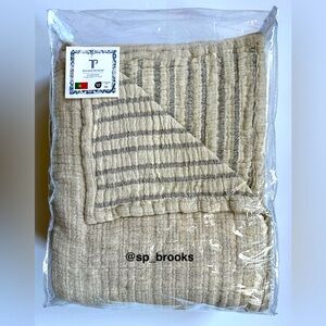 🎁Texteis Penedo Coverlet - Reversible Queen Size -Made in Portugal- Taupe Stripe